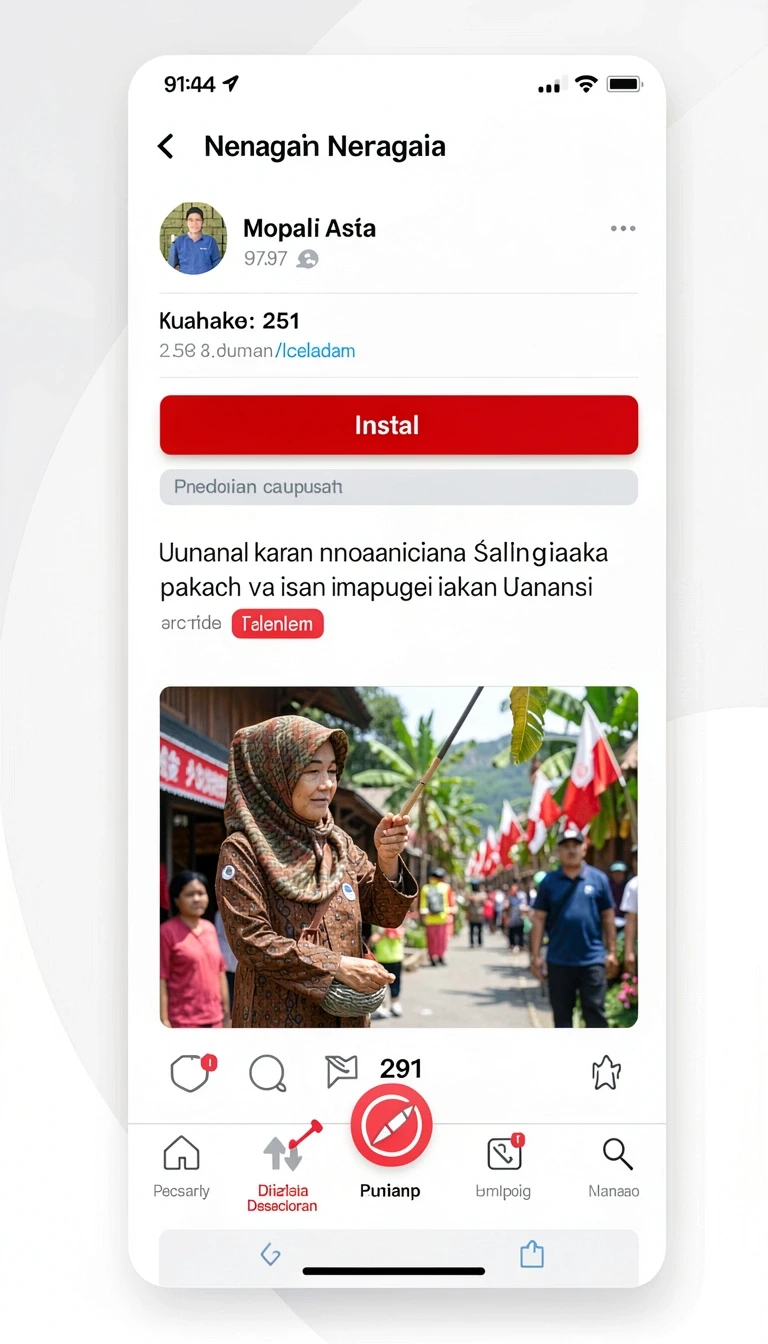 Halaman detail dengan informasi versi, ukuran, dan rating.